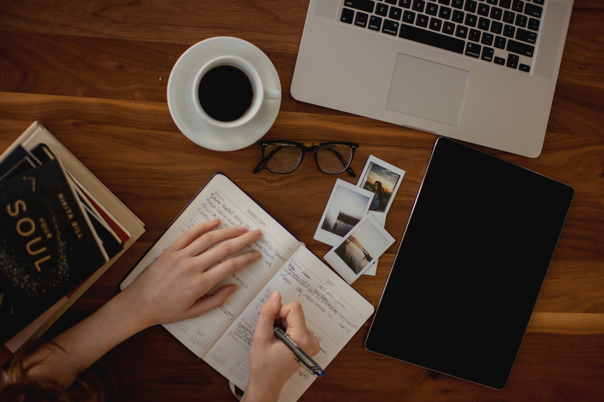 Hand Writing on Notebook Flat Lay